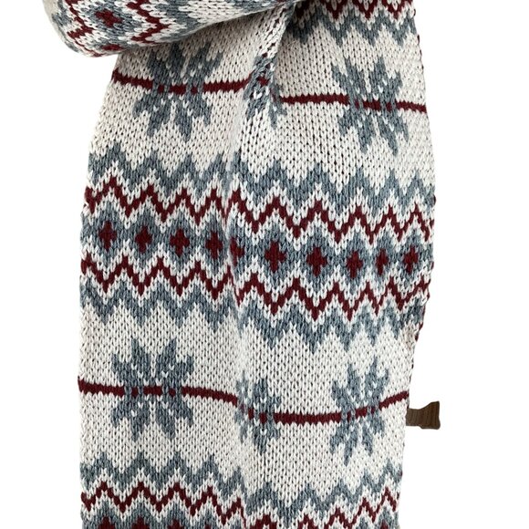 Timberland Scarf Acrylic Knit Scarf With Nordic Pattern In Beige & Red - Picture 4 of 6